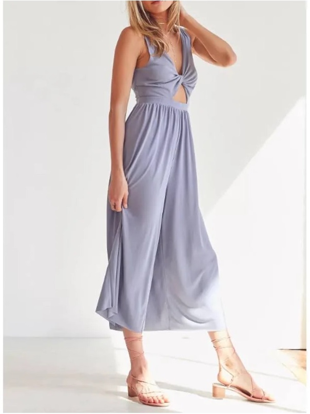 silence + noise Twist-Front Lavender Wide-Leg Jumpsuit